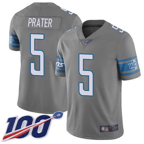 Detroit Lions Limited Steel Men Matt Prater Jersey NFL Football #5 100th Season Rush Vapor Untouchable